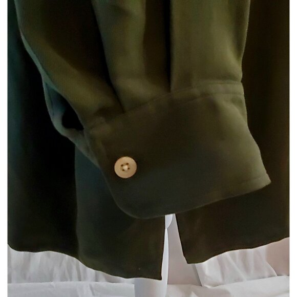 Lauren Ralph Lauren Thick Silk Button Up Shirt Size 3XL Forest Green Outdoors - Picture 7 of 14